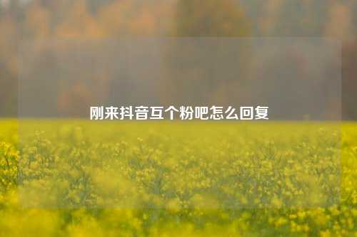 刚来抖音互个粉吧怎么回复