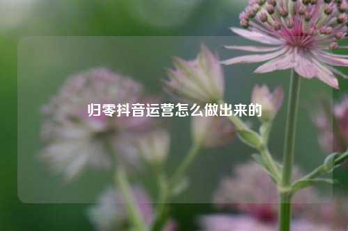归零抖音运营怎么做出来的