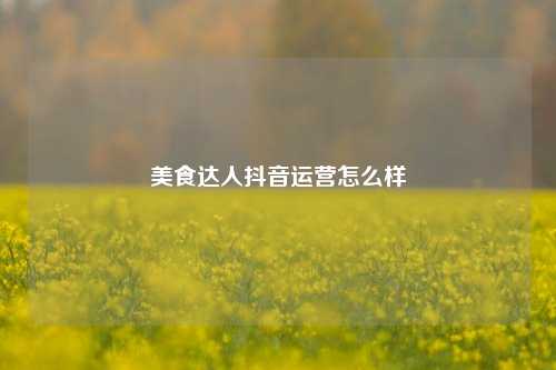 美食达人抖音运营怎么样
