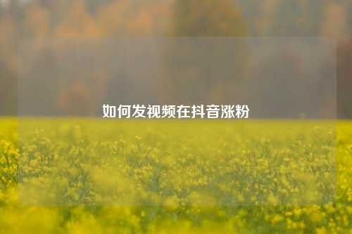 如何发视频在抖音涨粉